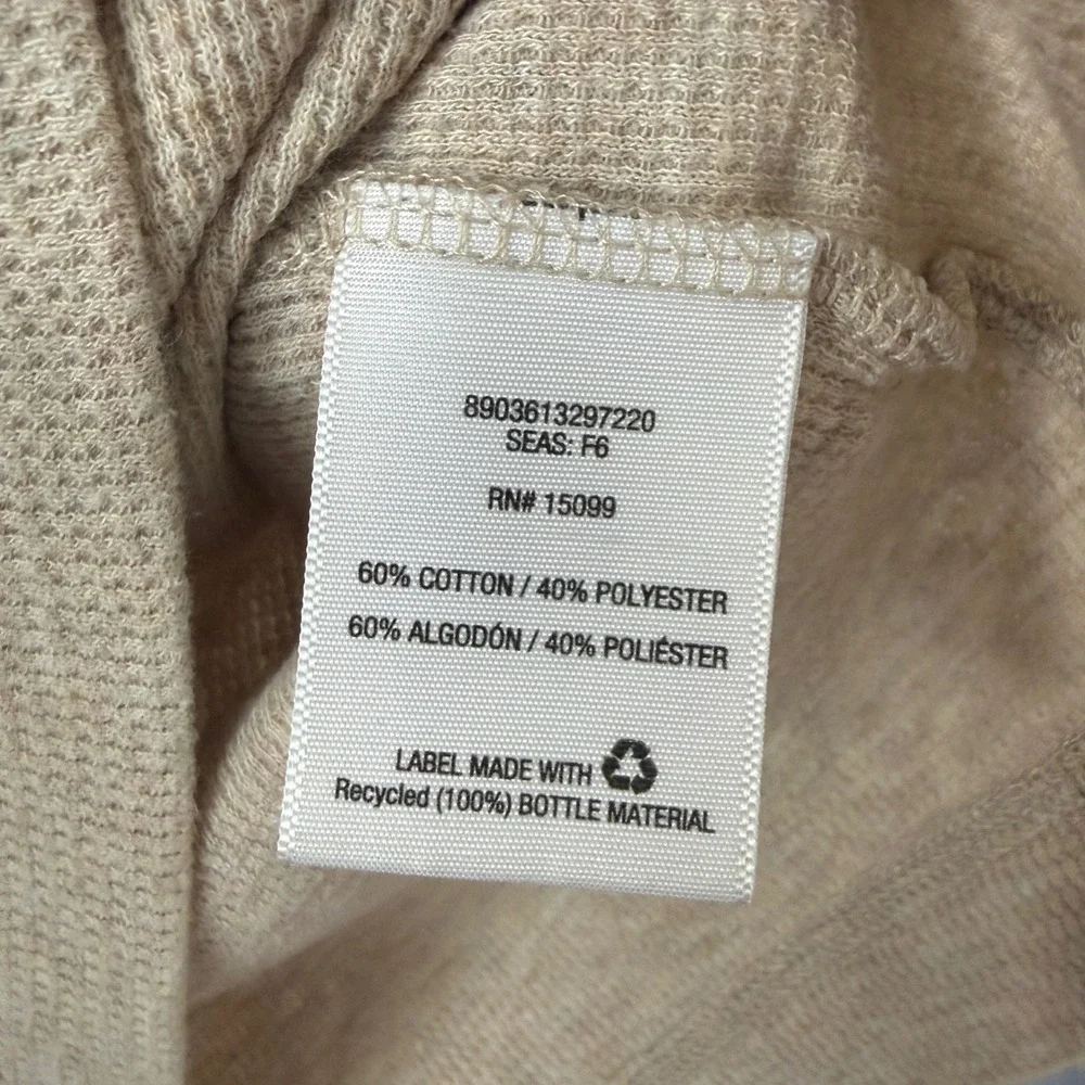 STRUCTURE sz M Mens Long Sleeve Thermal‎ Knit Slim Fit Shirt Beige Casual
